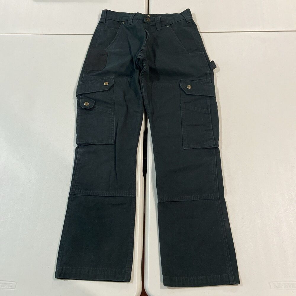 Carhartt Double Knee Workwear Ripstop Distressed B342-BLK Mens 28x30 Black Pants